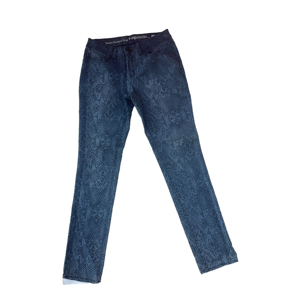 Faded Glory Women 8 Gray Blue Reptile‎ Animal Print Skinny Jeans Pockets Stretch